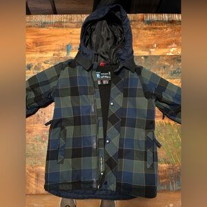 686 Kids Blue and Green Plaid Snowboard/Ski Jacket